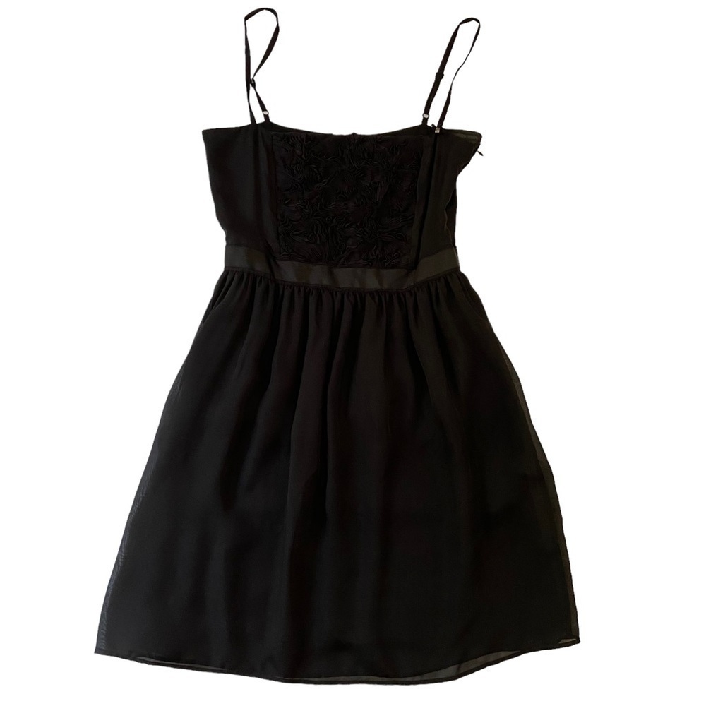 Miss Sixty black dress sheer ribbon waiste ajustable straps floral detail medium